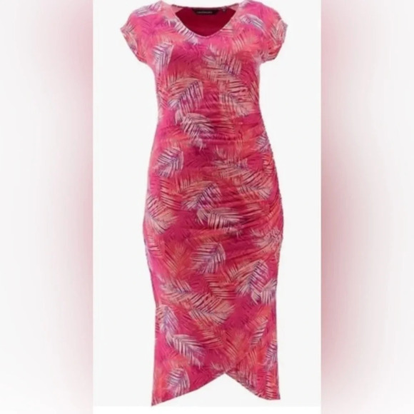 Colleen Lopez Women's Hi Low Pink Palm Maxi Dress 4x​ - Picture 1 of 10